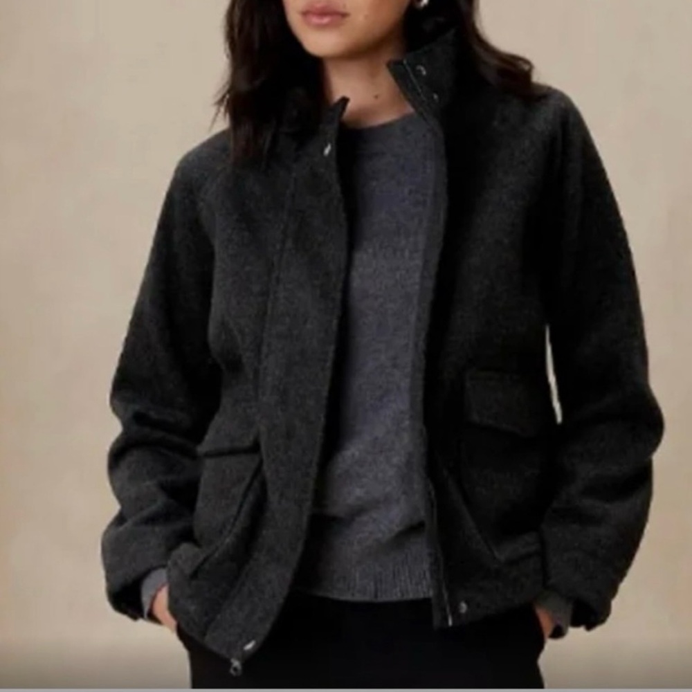 NWT Banana Rebublic Factory Brushed Melton Pocket Jacket - Charcoal - XS